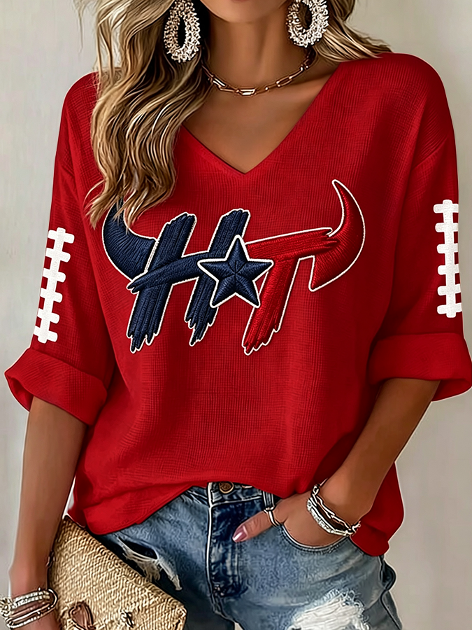 Women'S Football Casual Printed Top