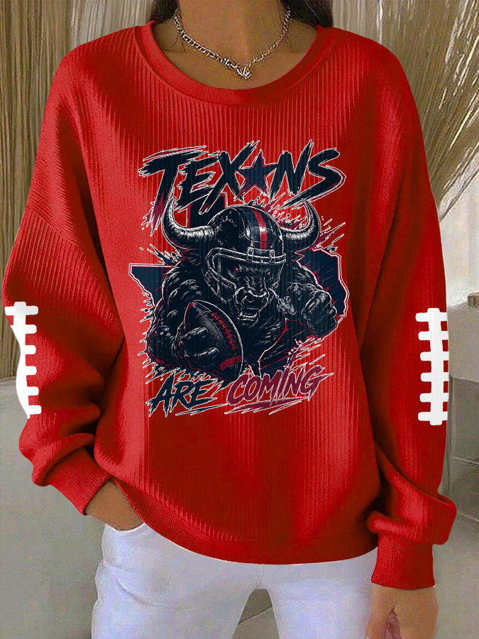 Women'S Football Print Hooded Sweatshirt