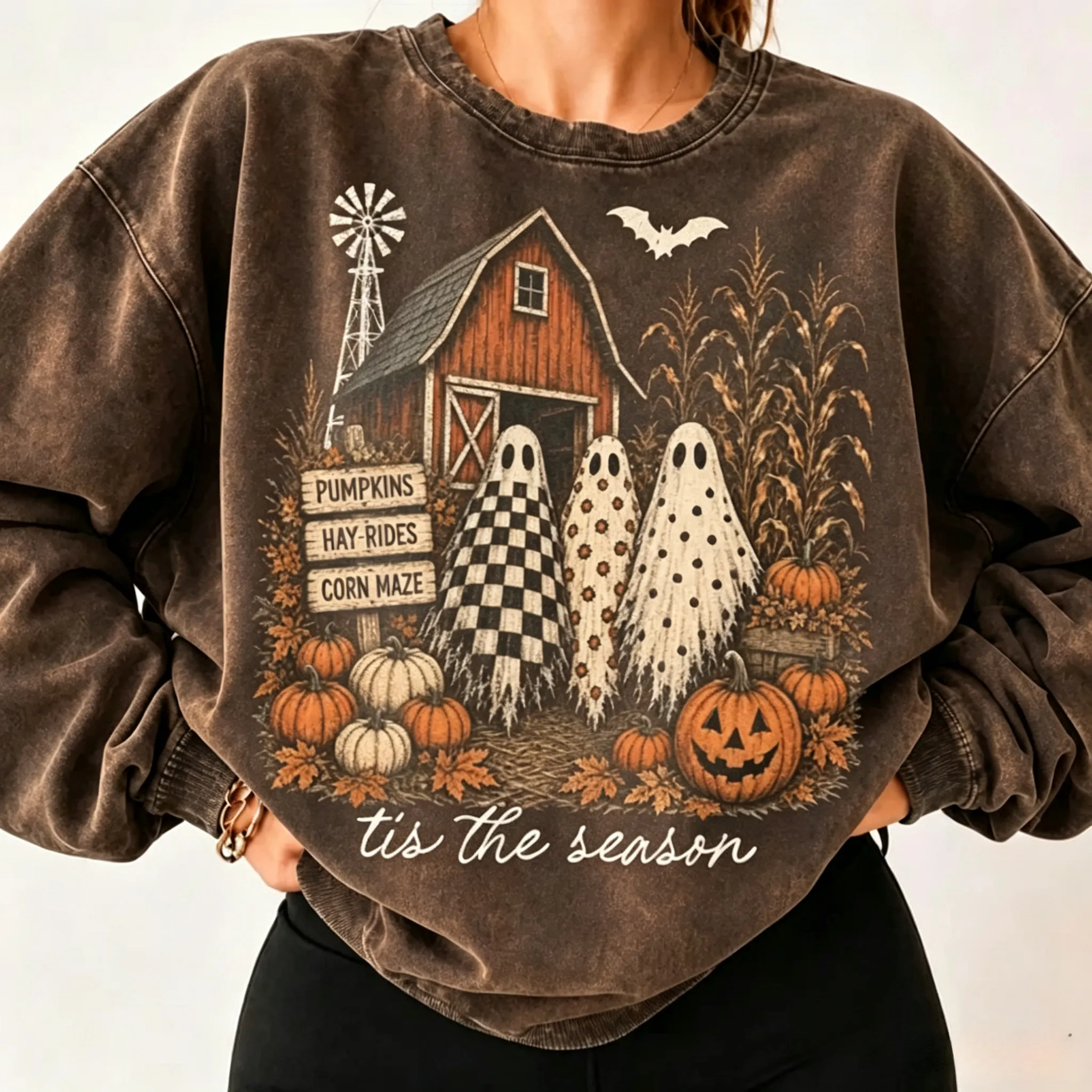 Tis The Season Ghost Trio Sweatshirt | Pumpkin Patch Ghosts Shirt