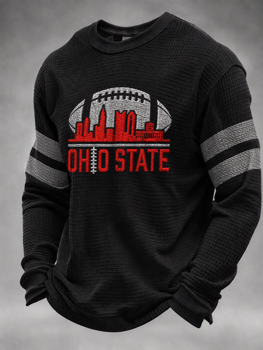 Men'S Football Game Printed Waffle Sweatshirt