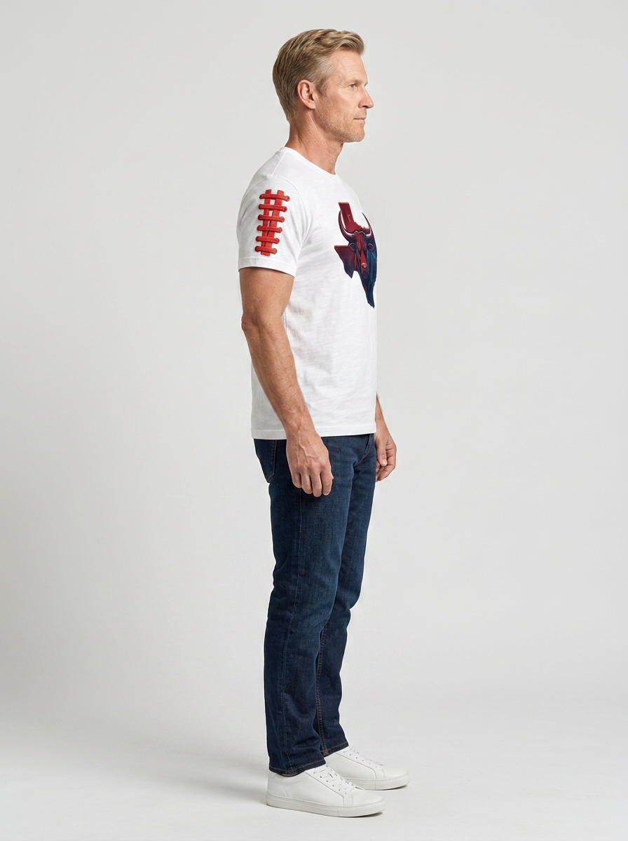 Men's Houston Texans Football Bull Texas Map Printed T-shirt