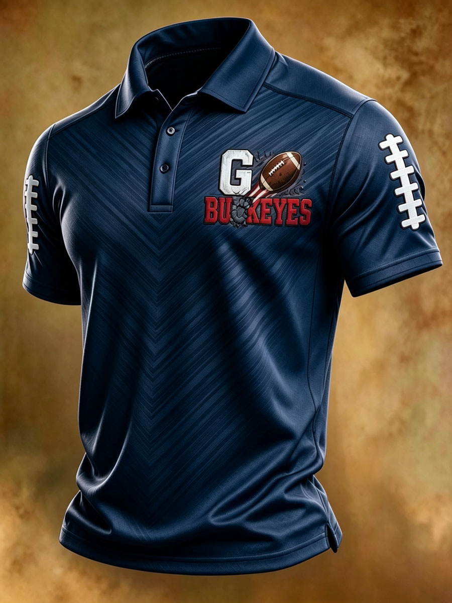Men'S Retro Rugby Collar Polo T-Shirt