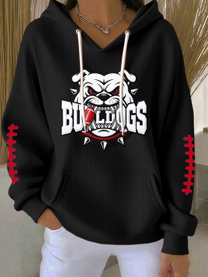 Women'S Football Print Hooded Sweatshirt