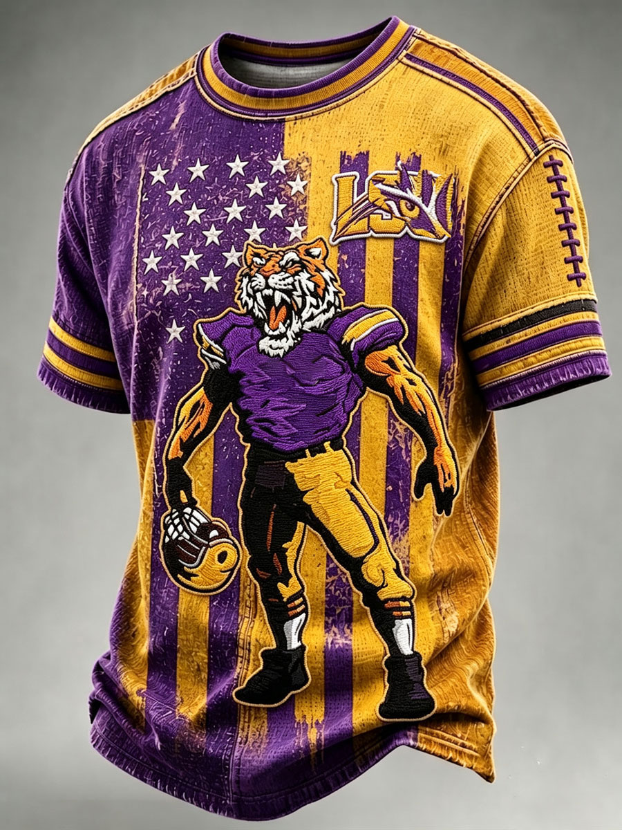 Men's Football Printed Round Neck T-Shirt