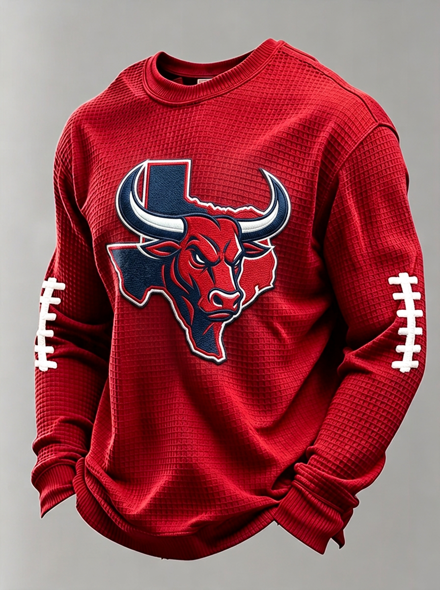 Men's Houston Texans Football Bull Texas State Printed T-shirt