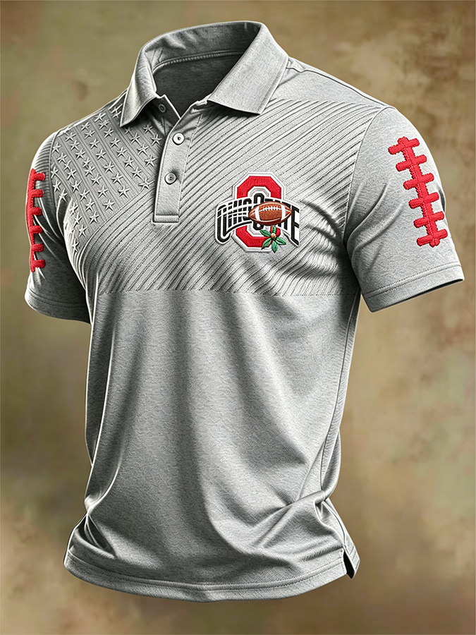 Men'S Retro Rugby Collar Polo T-Shirt