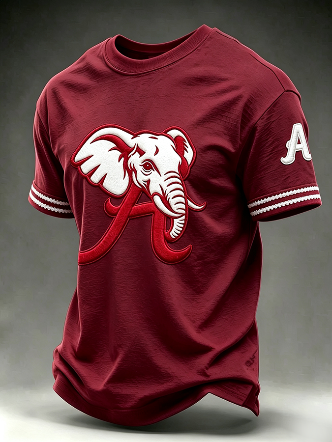 Men'S Rugby Printed Round Neck T-Shirt