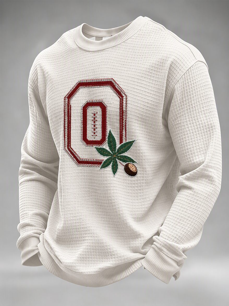 Men'S Football Game Printed Waffle Sweatshirt