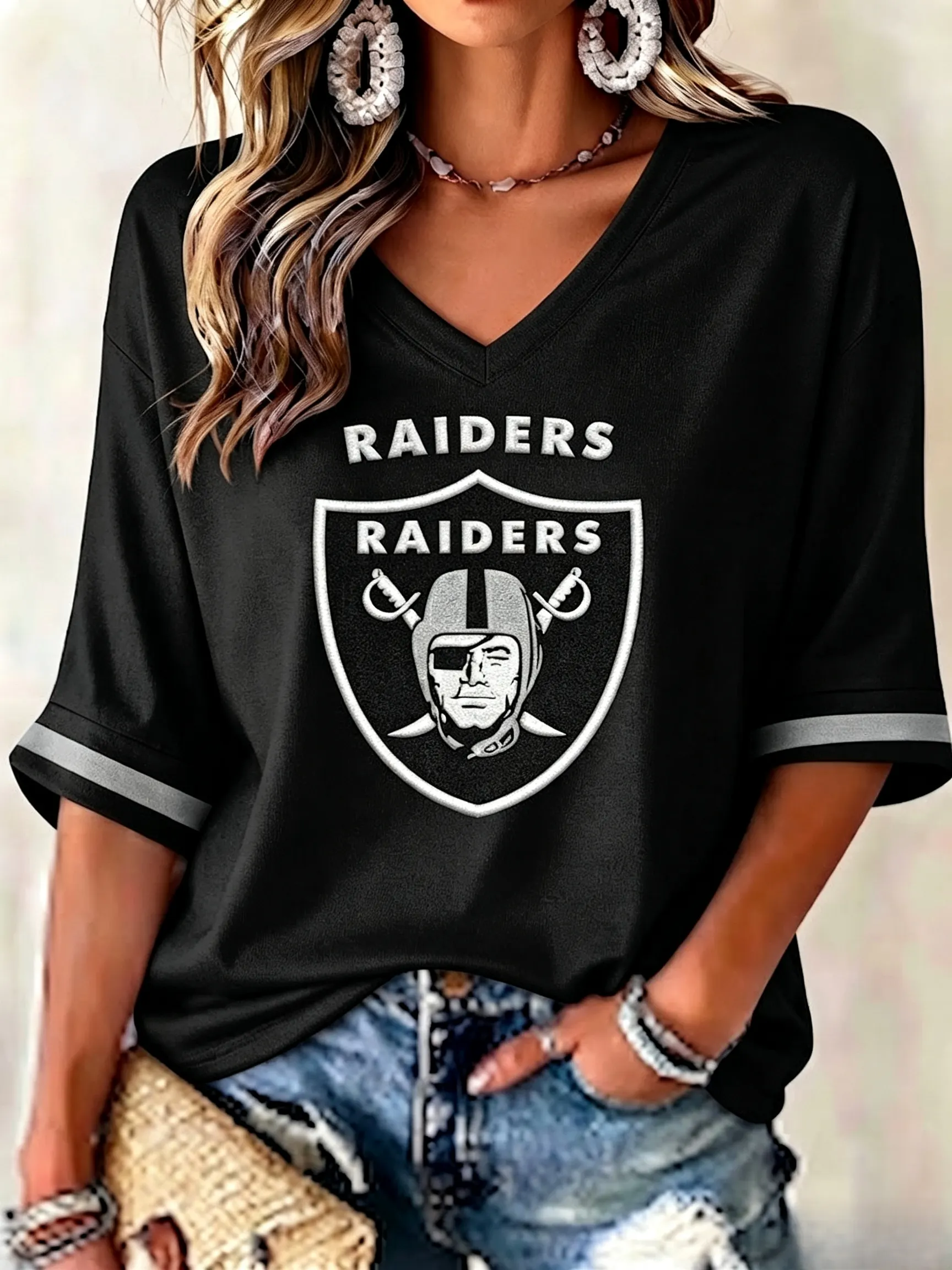 Women's Casual Football Print Top