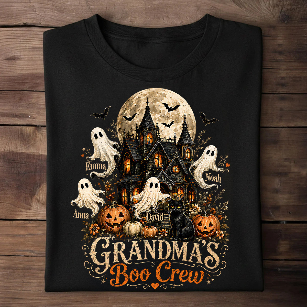 Grandma's Boo Crew Halloween Haunted House - Personalized Shirt - Gift for Grandma