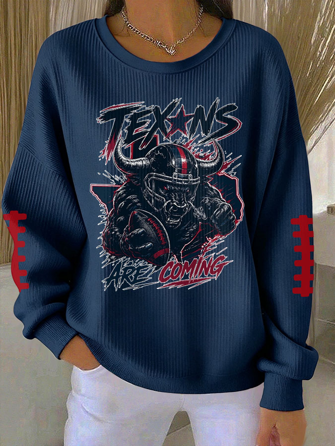 Women'S Football Print Hooded Sweatshirt