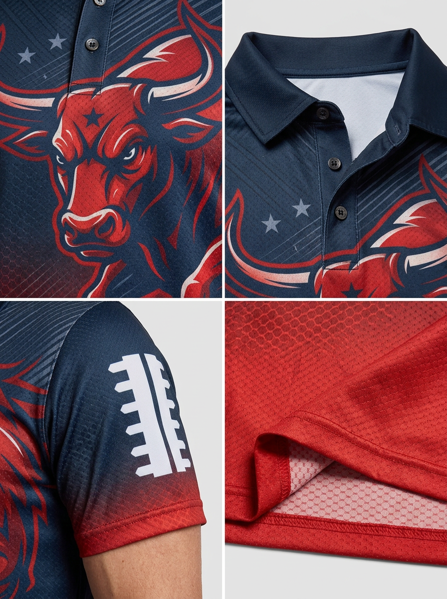 Men's Houston Texans Football Lover Red Bull Printed Polo Shirt