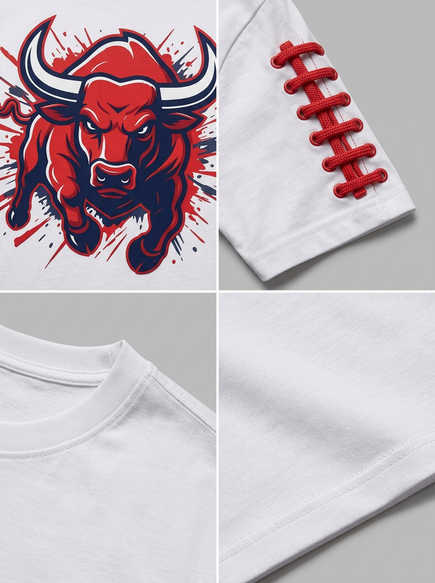 Men's Houston Texans Football Bull Graphic Printed T-shirt
