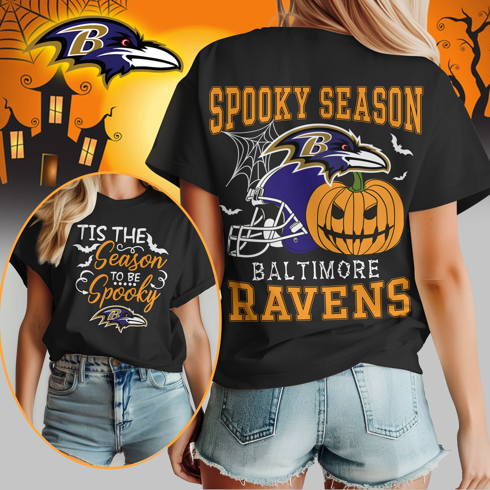 Baltimore Ravens | Premium Spooky Season Women Shirt TD
