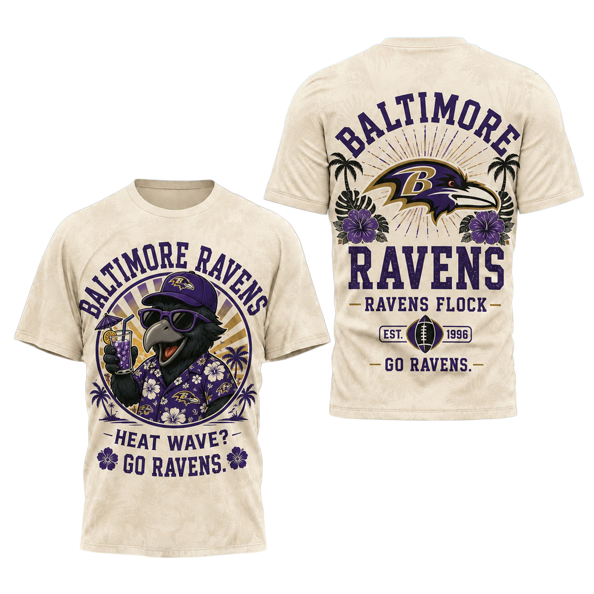 Baltimore Ravens | Premium NFL Beach Vibes 3D Shirt TD
