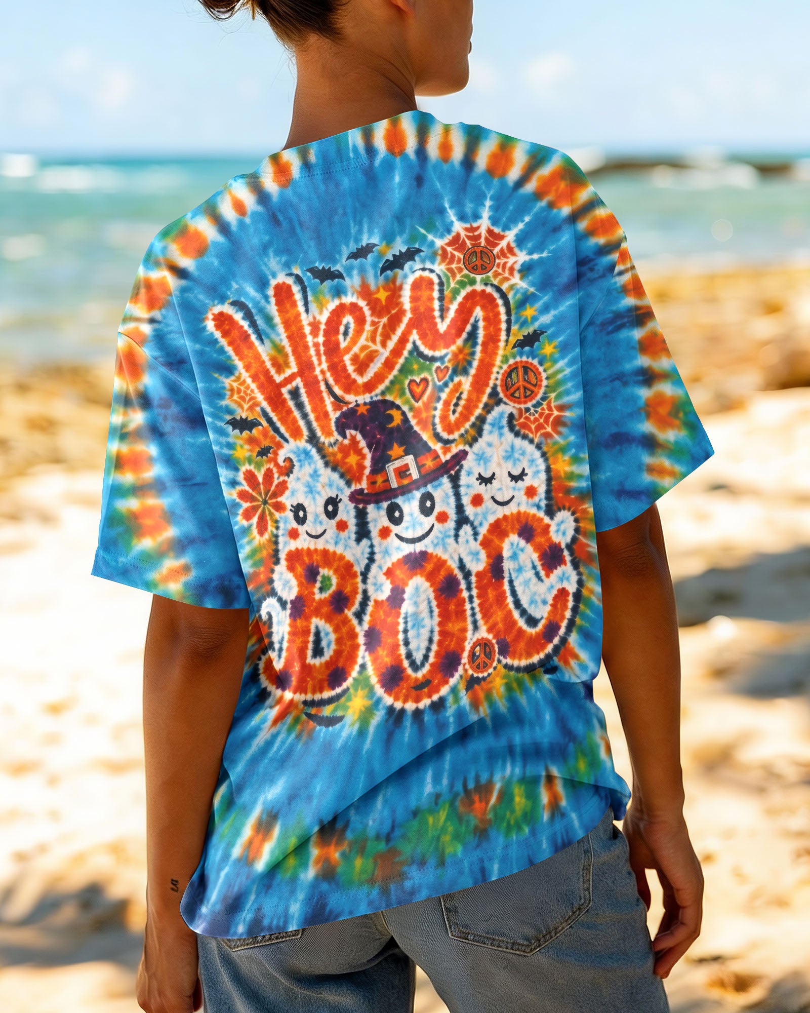 HEY BOO HIPPIE GHOST HALLOWEEN ALL OVER PRINT