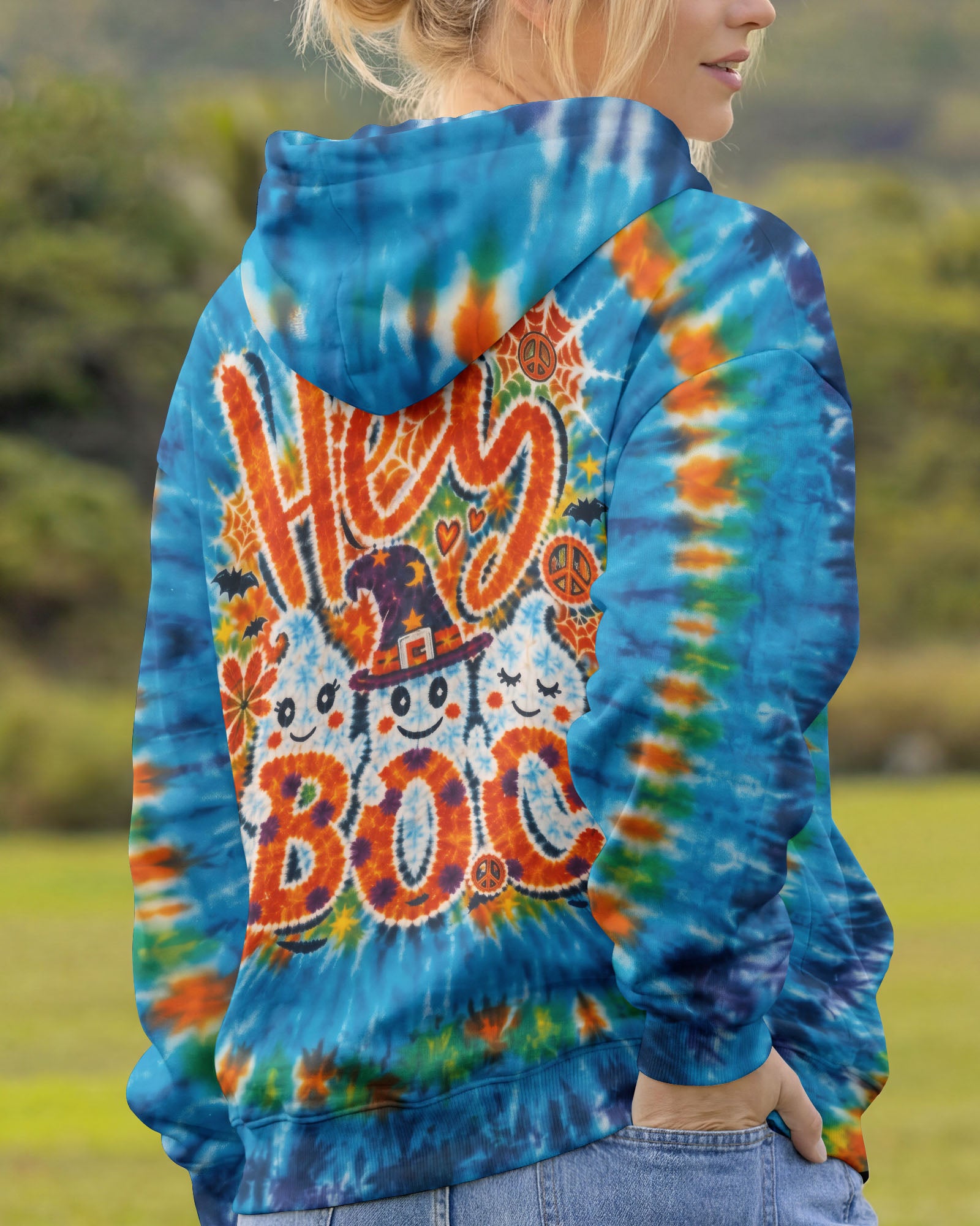 HEY BOO HIPPIE GHOST HALLOWEEN ALL OVER PRINT