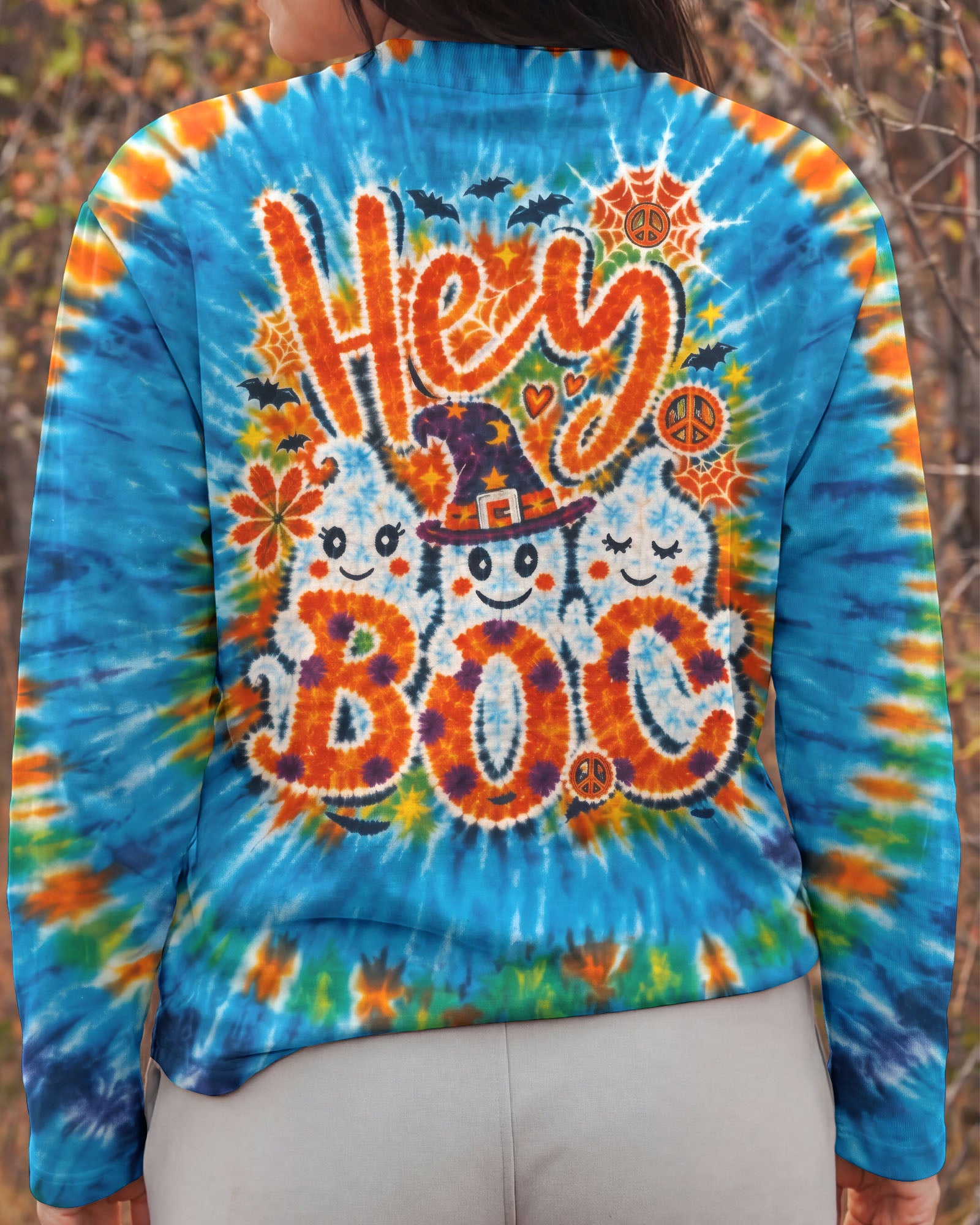 HEY BOO HIPPIE GHOST HALLOWEEN ALL OVER PRINT