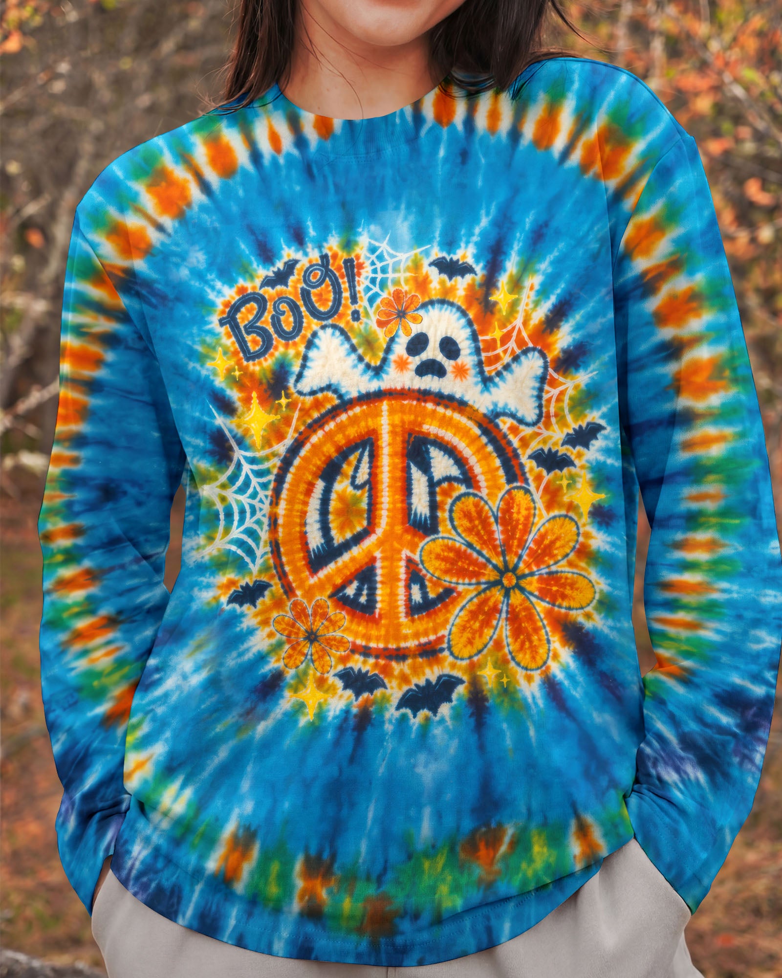 HEY BOO HIPPIE GHOST HALLOWEEN ALL OVER PRINT