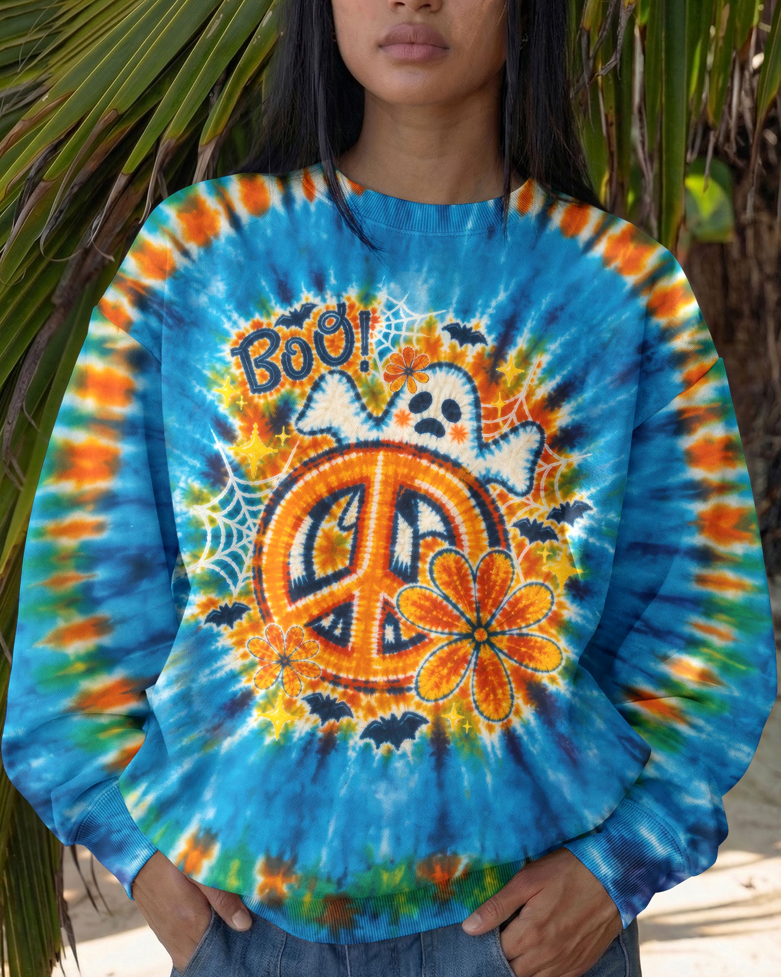 HEY BOO HIPPIE GHOST HALLOWEEN ALL OVER PRINT