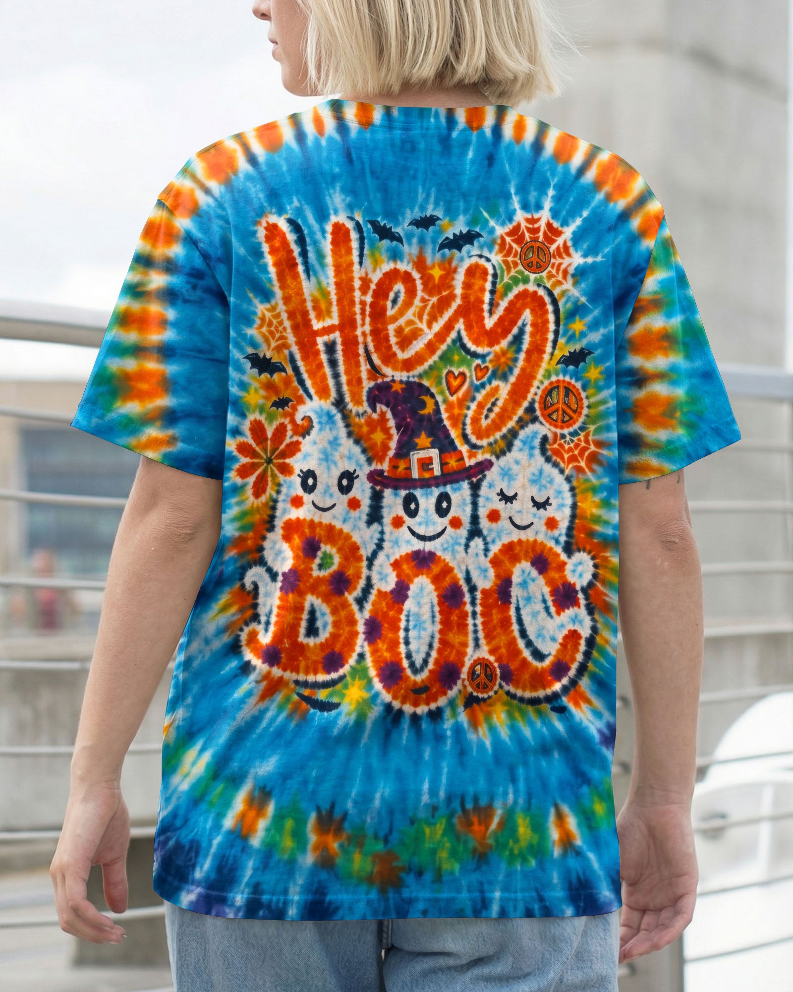 HEY BOO HIPPIE GHOST HALLOWEEN ALL OVER PRINT