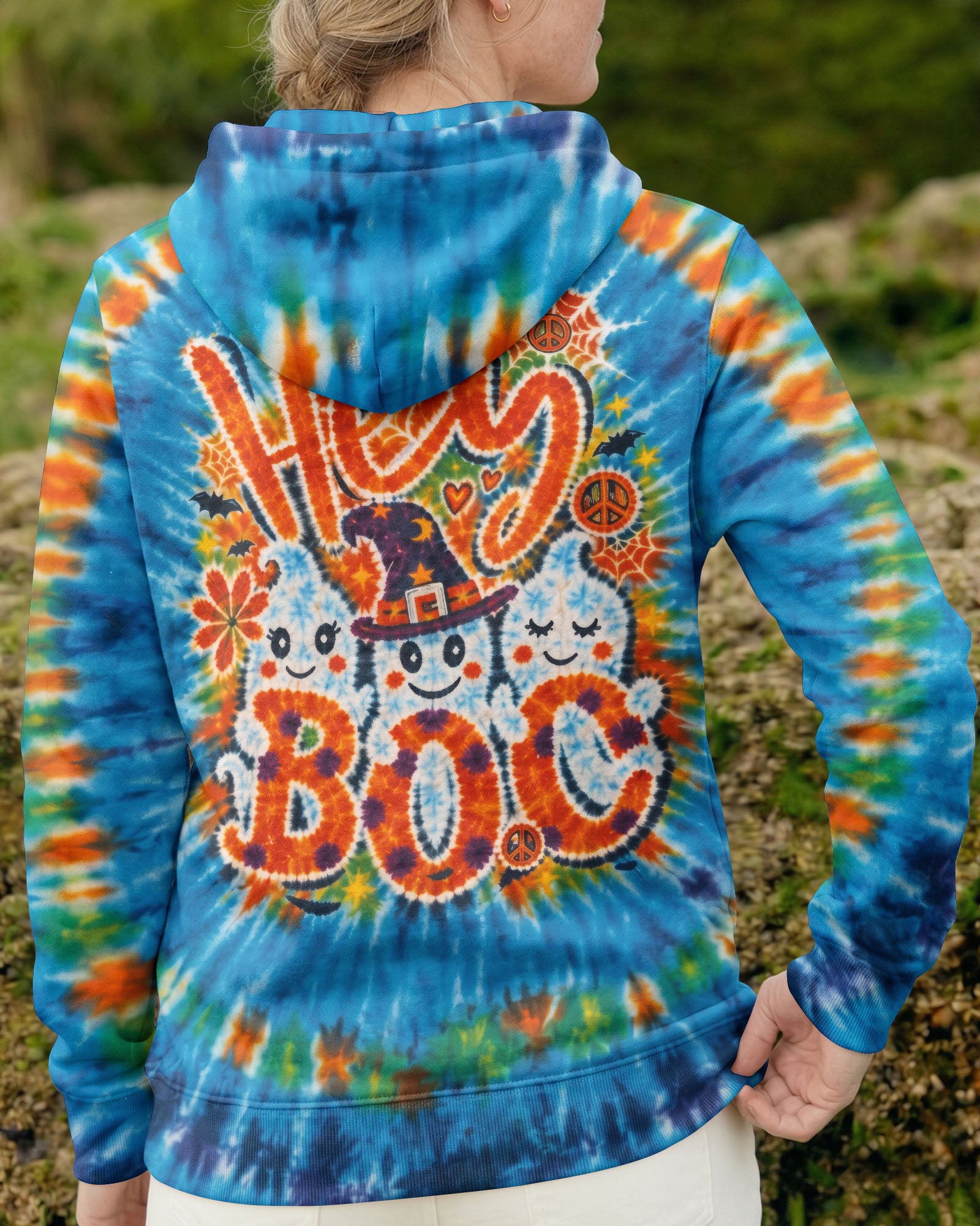 HEY BOO HIPPIE GHOST HALLOWEEN ALL OVER PRINT