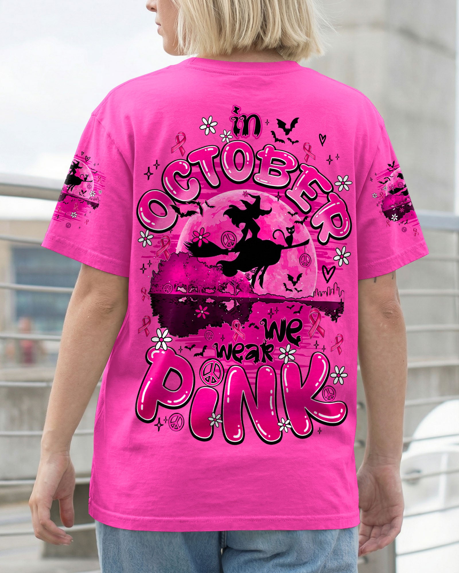 IN OCTOBER WE WEAR PINK HALLOWEEN BREAST CANCER AWARENESS ALL OVER PRINT