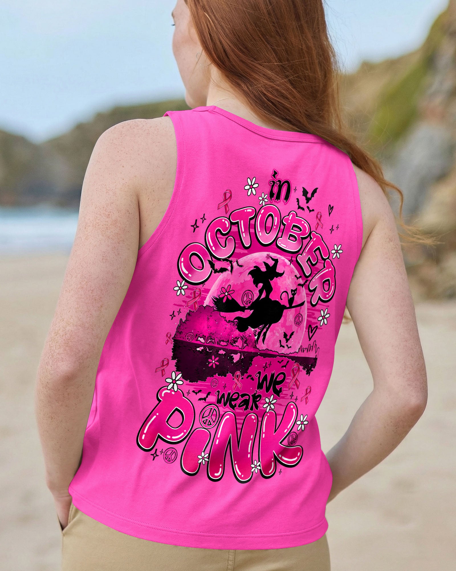 IN OCTOBER WE WEAR PINK HALLOWEEN BREAST CANCER AWARENESS ALL OVER PRINT