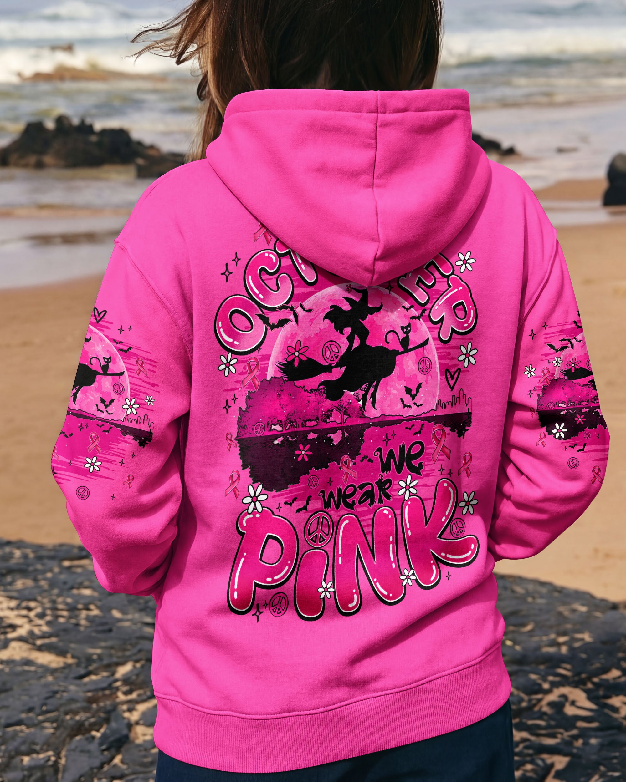 IN OCTOBER WE WEAR PINK HALLOWEEN BREAST CANCER AWARENESS ALL OVER PRINT