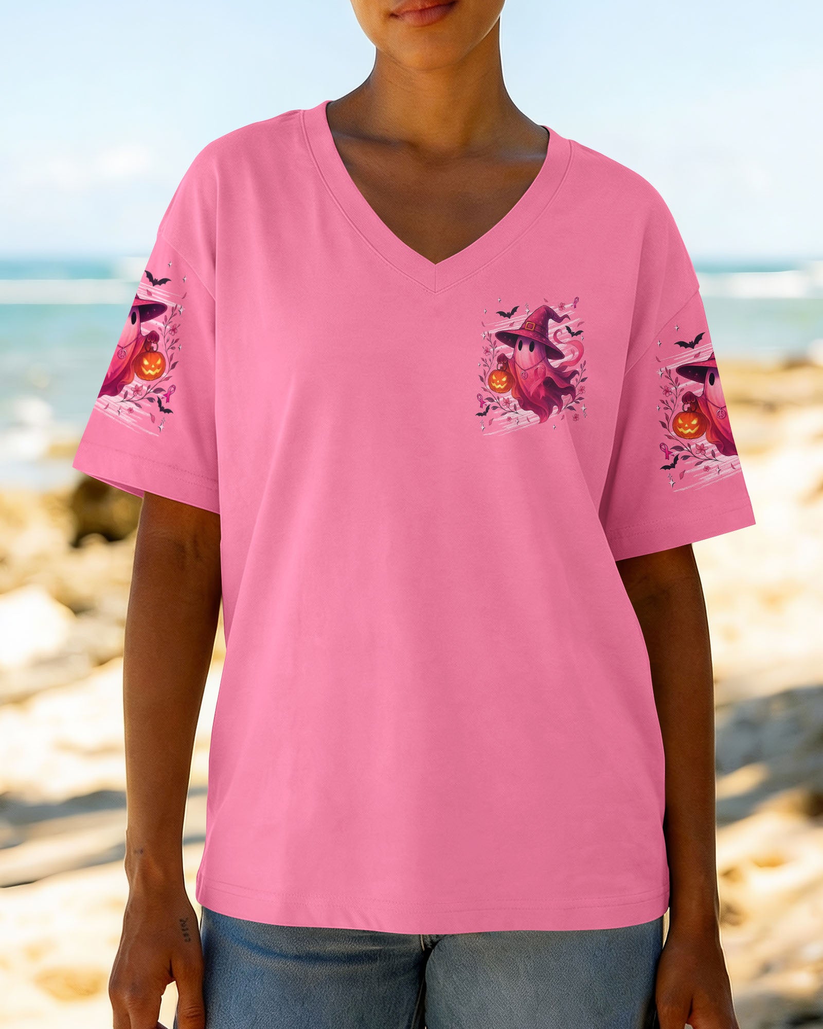 IN OCTOBER WE WEAR PINK HALLOWEEN BOO BREAST CANCER AWARENESS ALL OVER PRINT