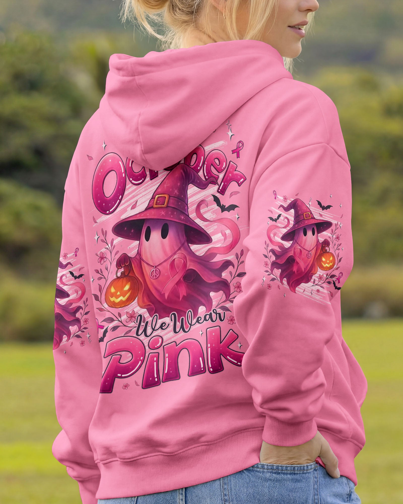 IN OCTOBER WE WEAR PINK HALLOWEEN BOO BREAST CANCER AWARENESS ALL OVER PRINT