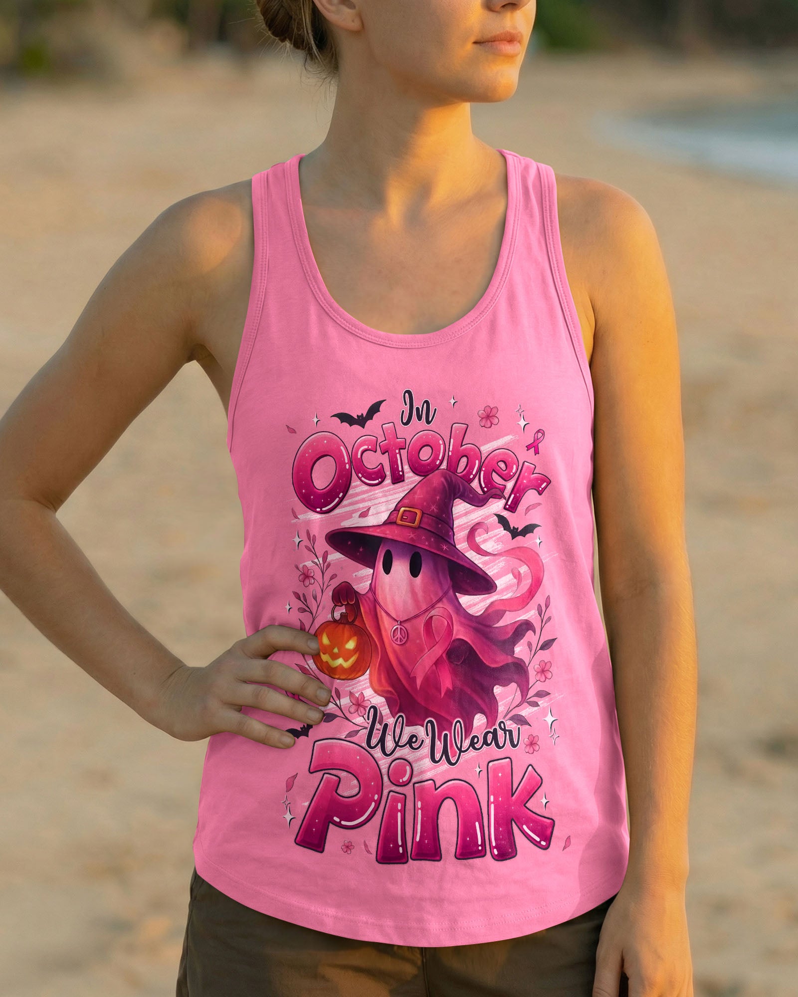 IN OCTOBER WE WEAR PINK HALLOWEEN BOO BREAST CANCER AWARENESS ALL OVER PRINT