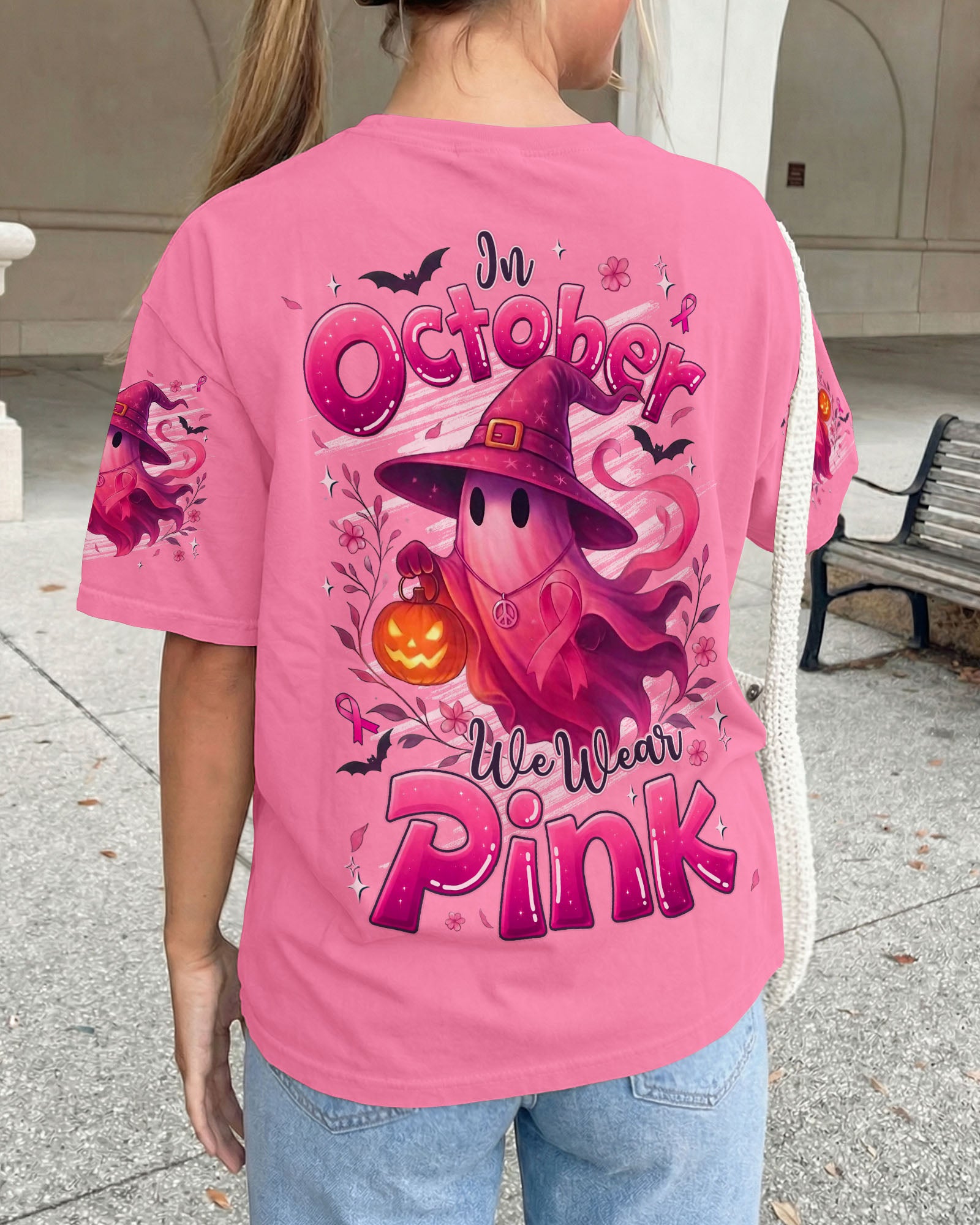 IN OCTOBER WE WEAR PINK HALLOWEEN BOO BREAST CANCER AWARENESS ALL OVER PRINT