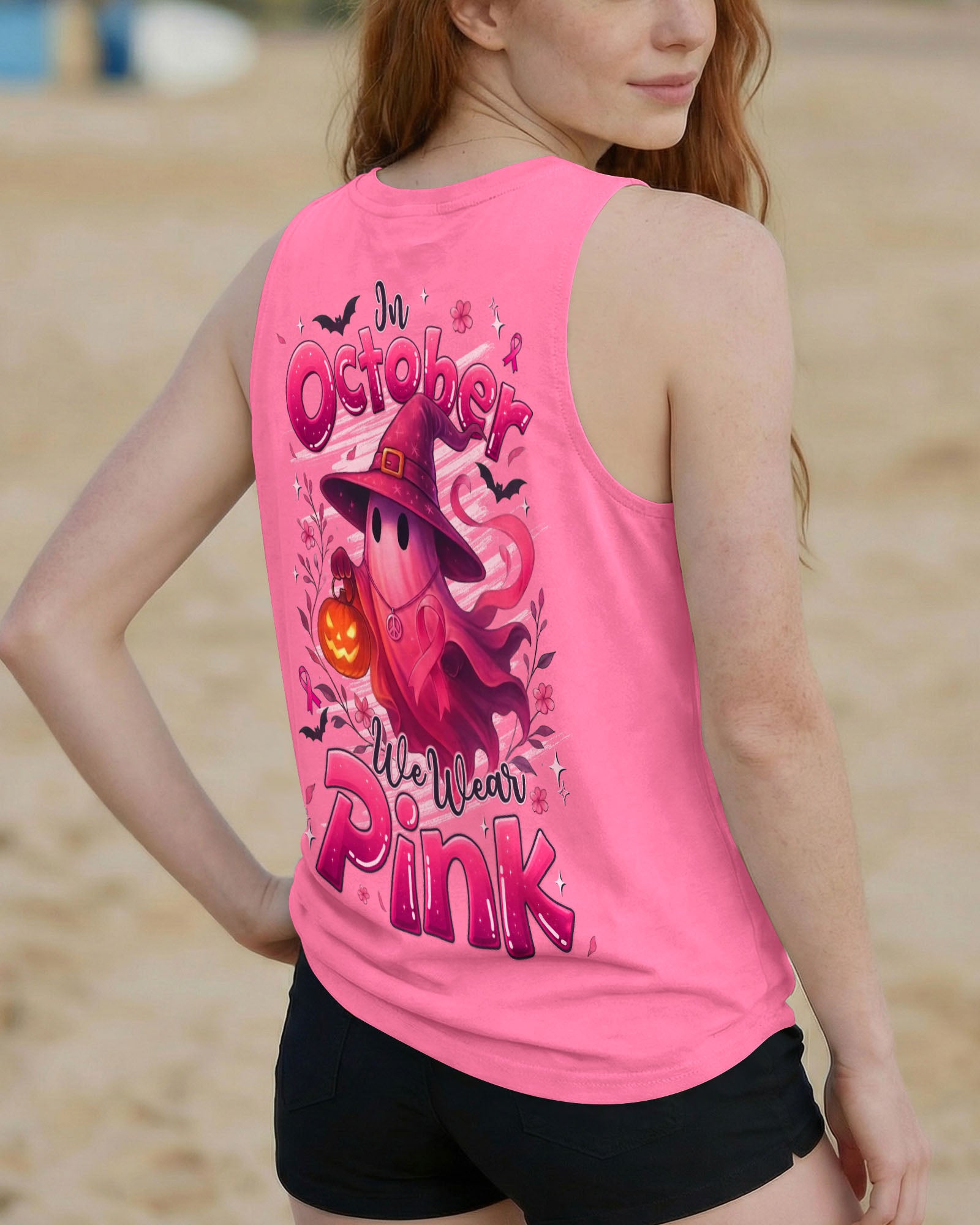 IN OCTOBER WE WEAR PINK HALLOWEEN BOO BREAST CANCER AWARENESS ALL OVER PRINT
