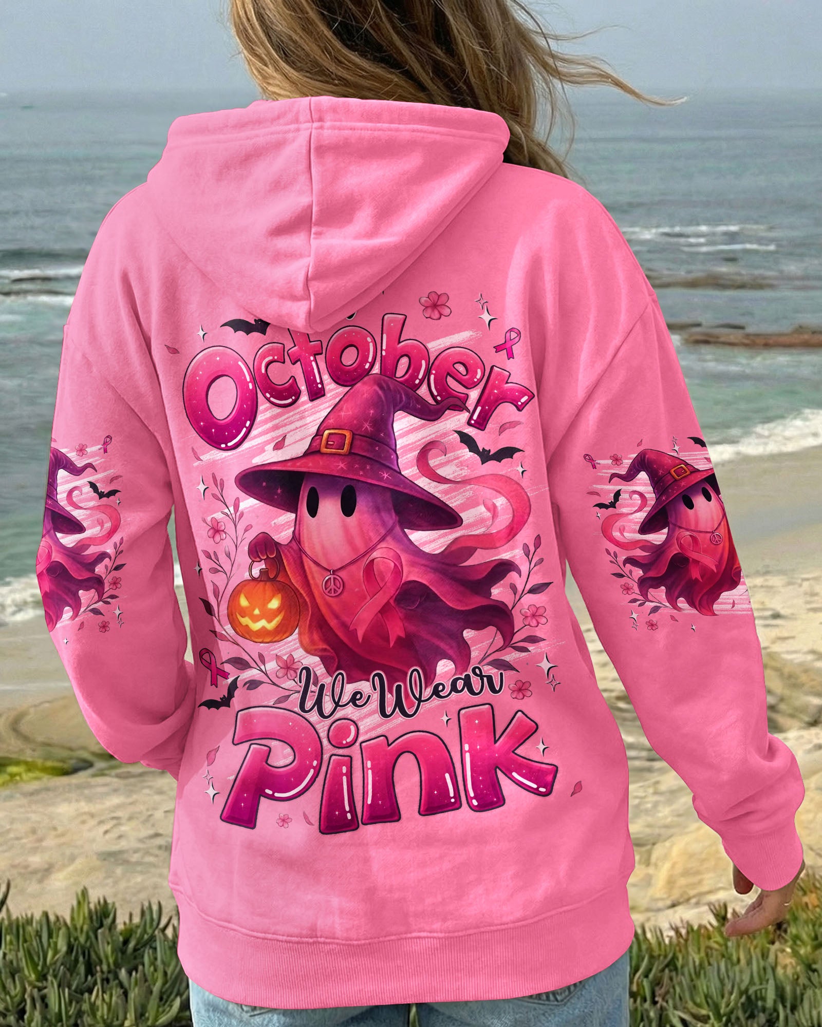 IN OCTOBER WE WEAR PINK HALLOWEEN BOO BREAST CANCER AWARENESS ALL OVER PRINT