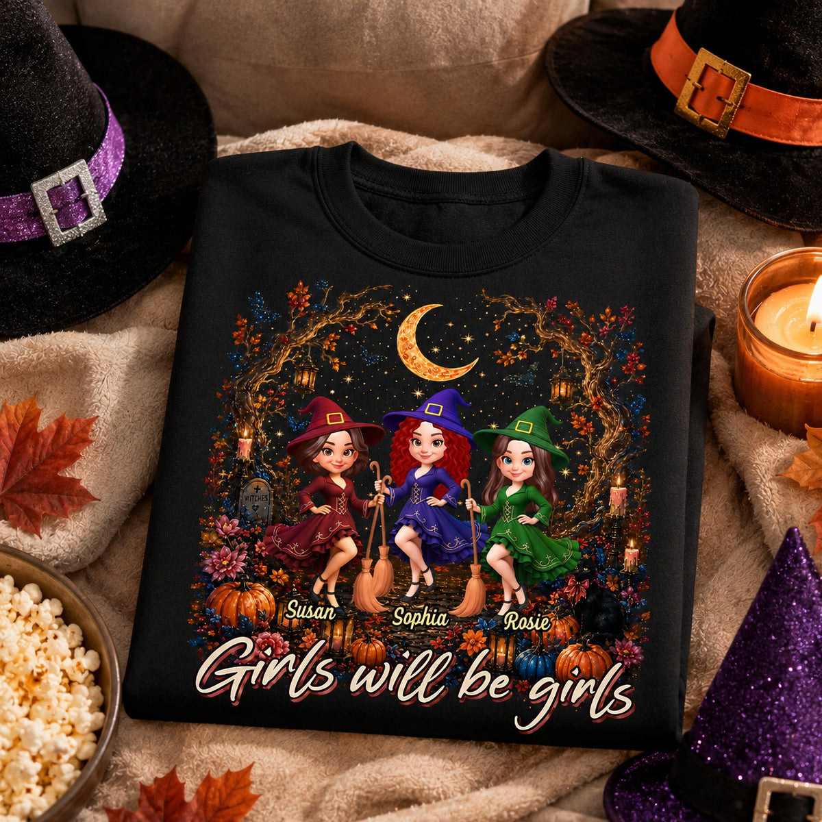 Girls Will Be Girls Besties Halloween - Personalized Shirt - Halloween Gift, Gift For Best Friends