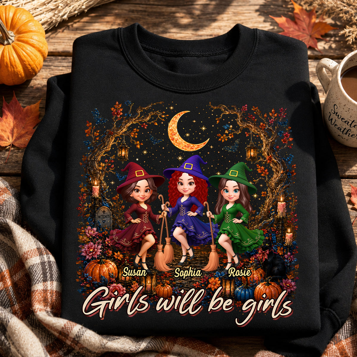Girls Will Be Girls Besties Halloween - Personalized Shirt - Halloween Gift, Gift For Best Friends