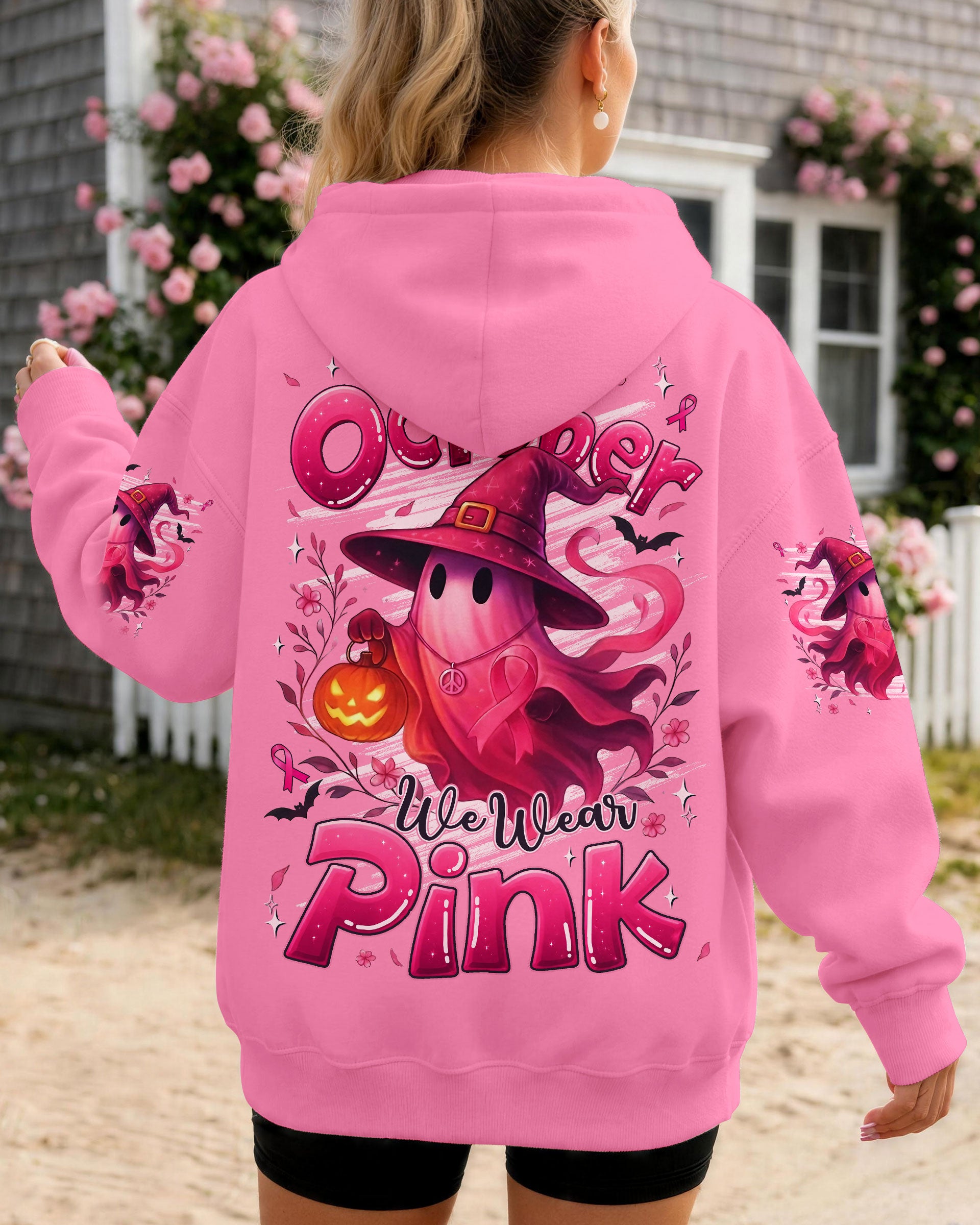 IN OCTOBER WE WEAR PINK HALLOWEEN BOO BREAST CANCER AWARENESS ALL OVER PRINT