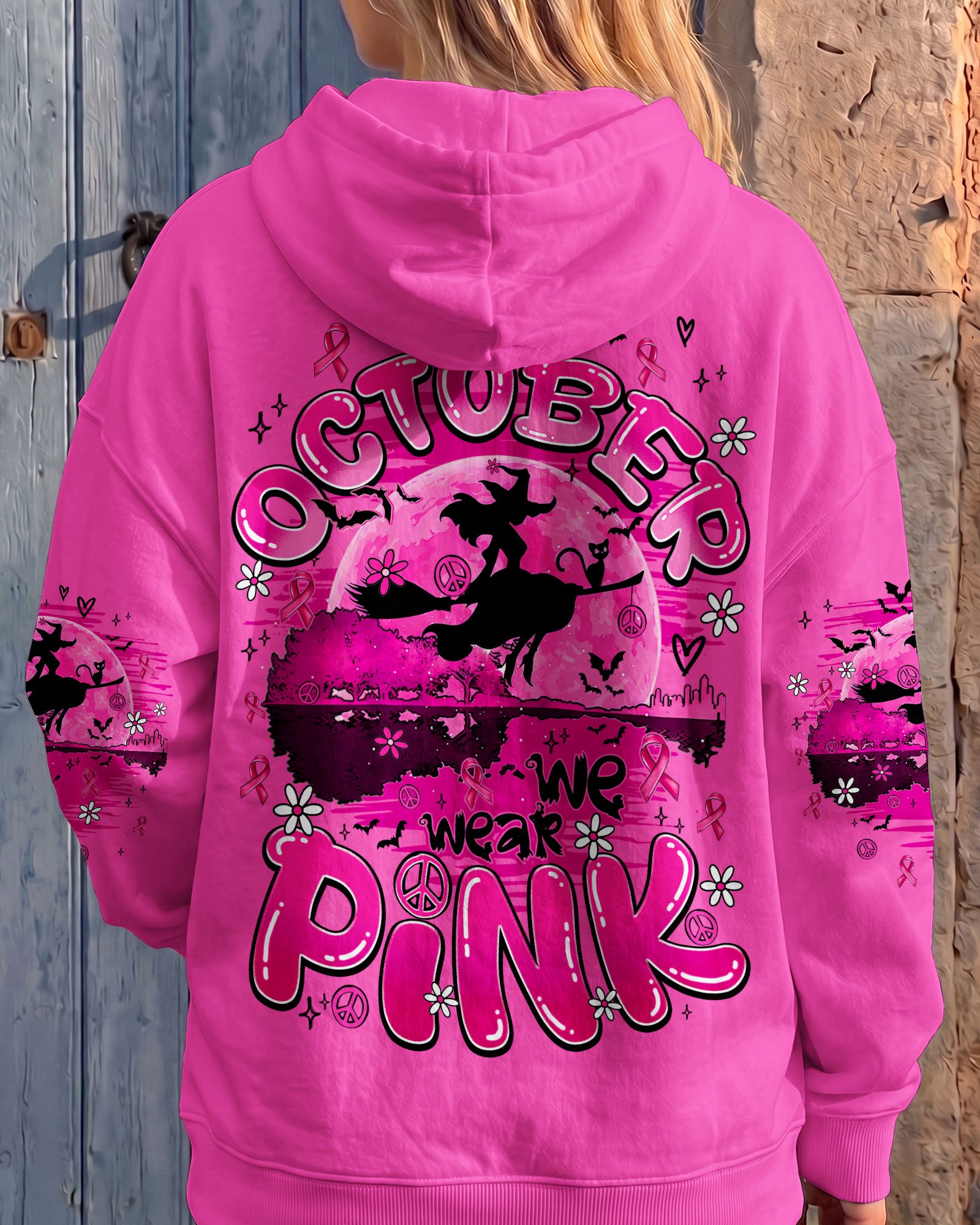 IN OCTOBER WE WEAR PINK HALLOWEEN BREAST CANCER AWARENESS ALL OVER PRINT