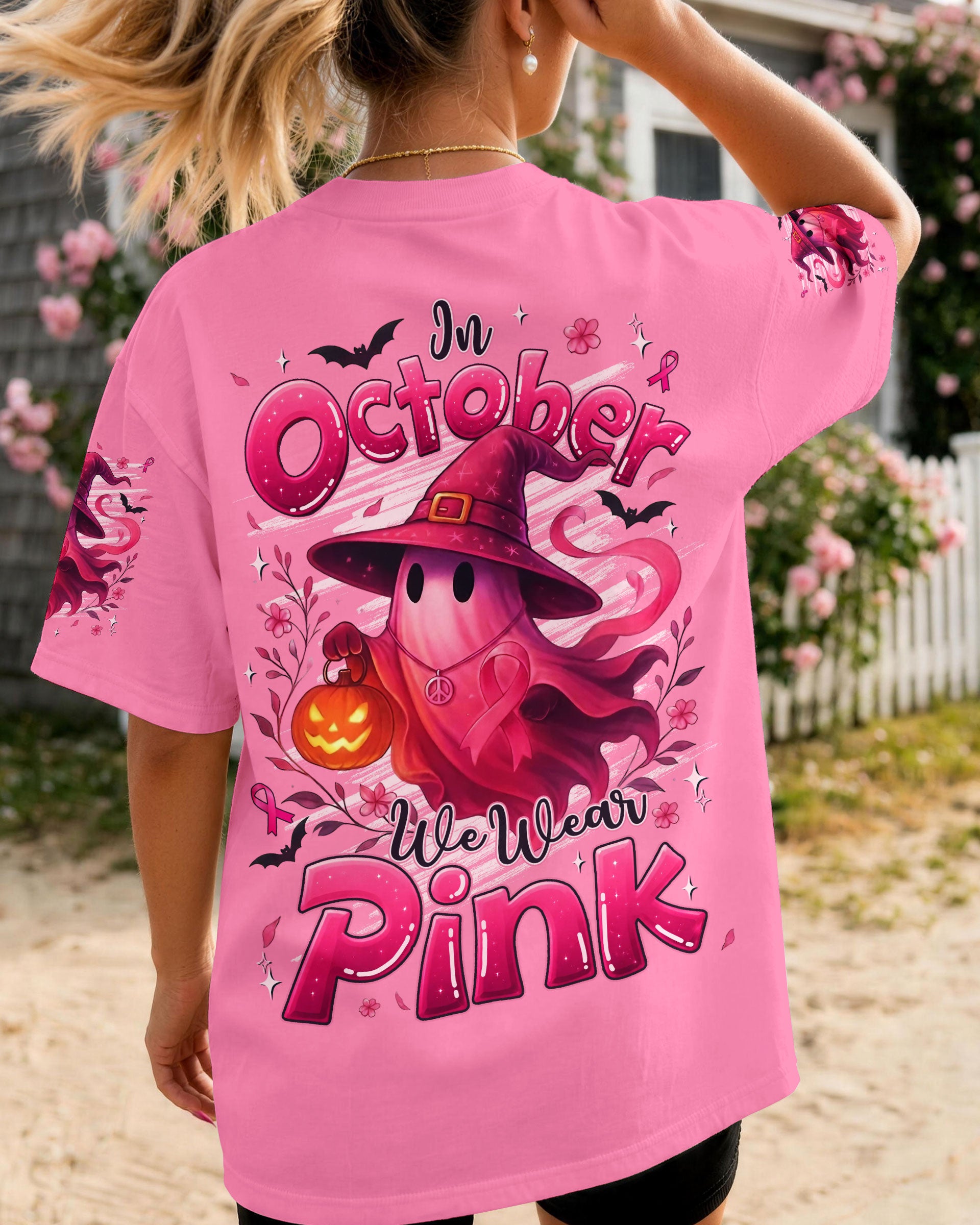 IN OCTOBER WE WEAR PINK HALLOWEEN BOO BREAST CANCER AWARENESS ALL OVER PRINT