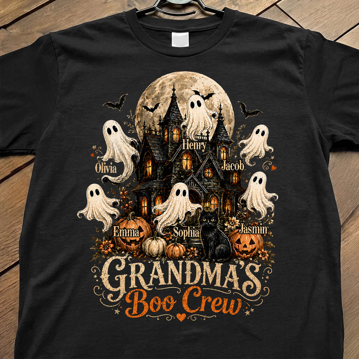 Grandma's Boo Crew Halloween Haunted House - Personalized Shirt - Gift for Grandma