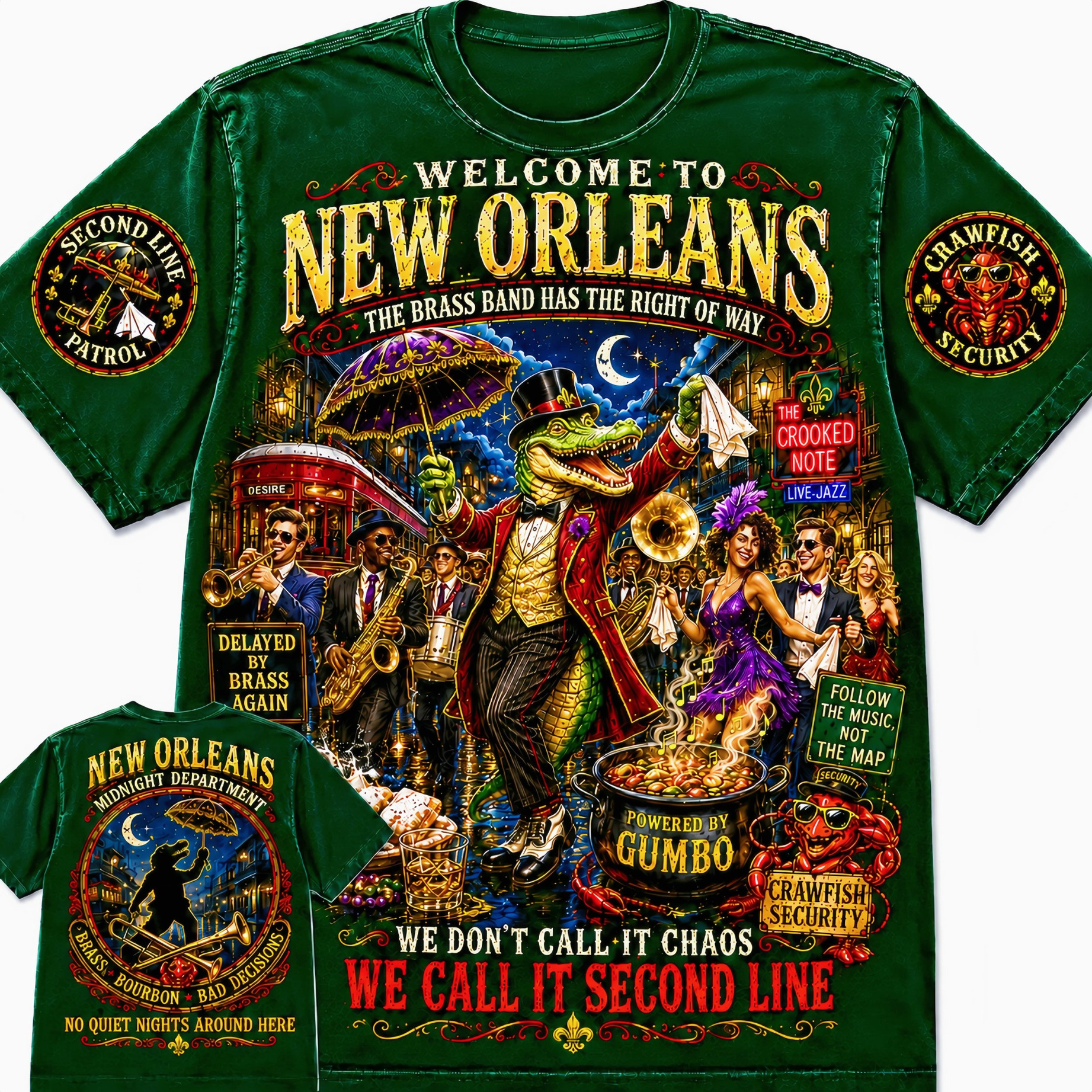 New Orleans Second Line Gator T-Shirt