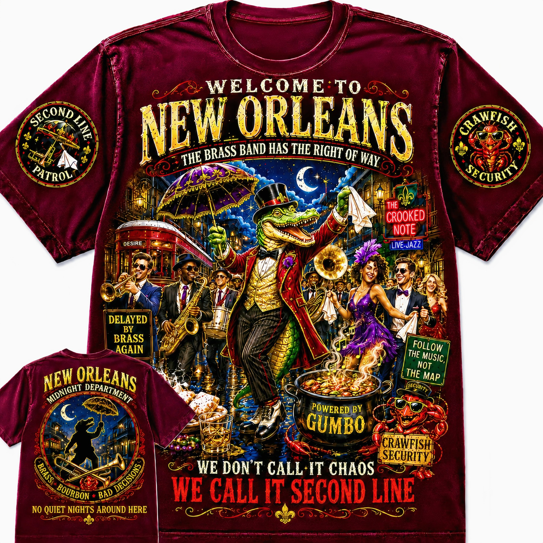 New Orleans Second Line Gator T-Shirt