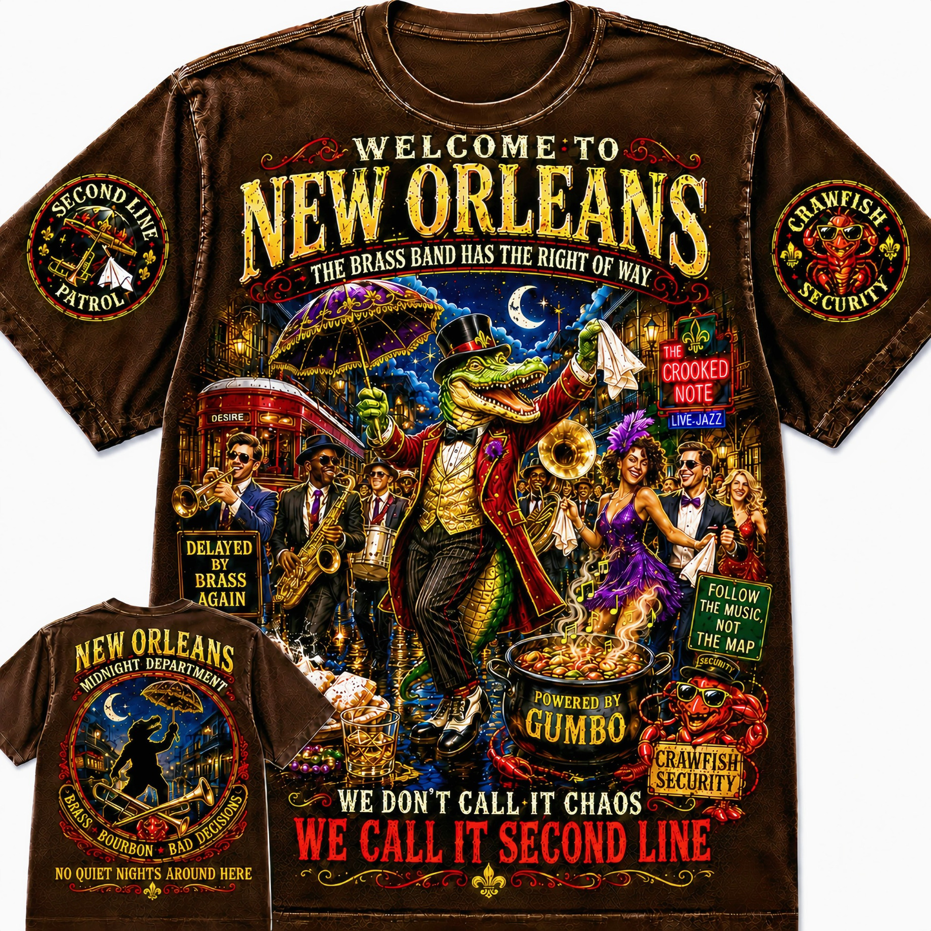 New Orleans Second Line Gator T-Shirt