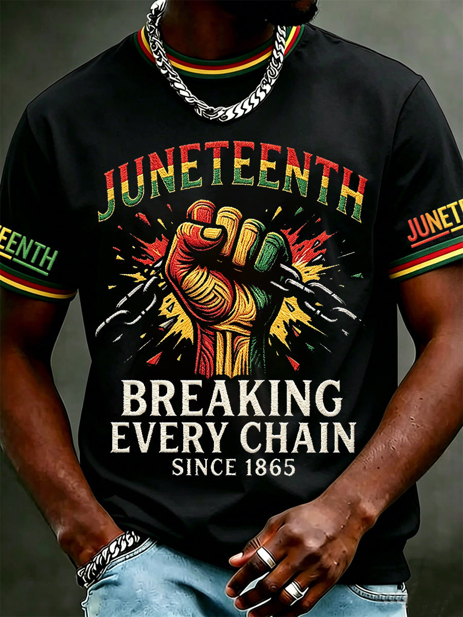 Men's Juneteenth Breaking Every Chain Since 1865 Print Casual Tee