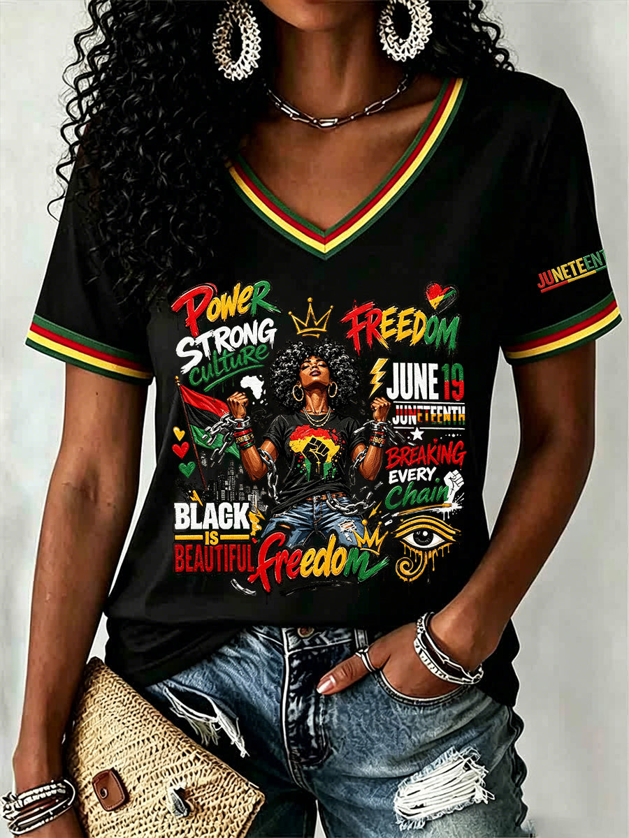 Women's Juneteenth 1865 Print Casual Short Sleeve T-shirt