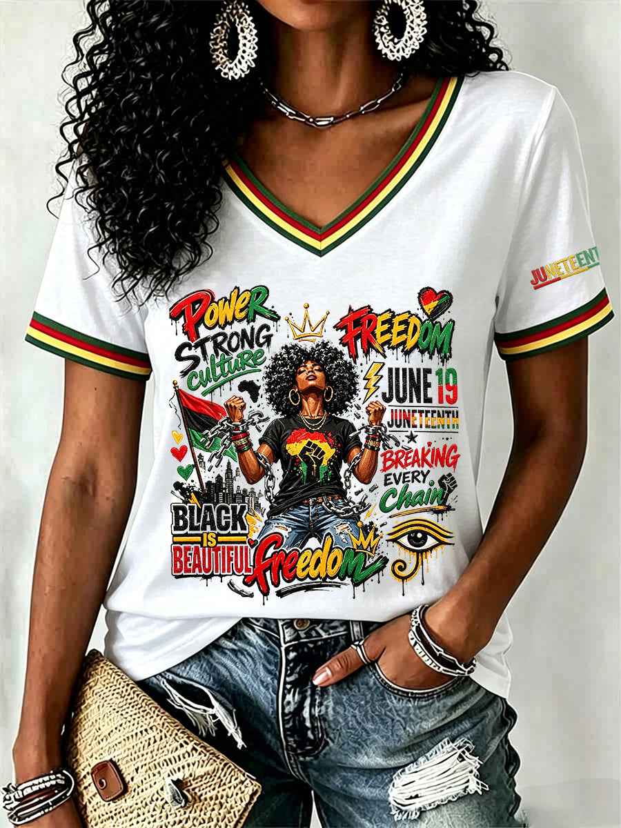 Women's Juneteenth 1865 Print Casual Short Sleeve T-shirt