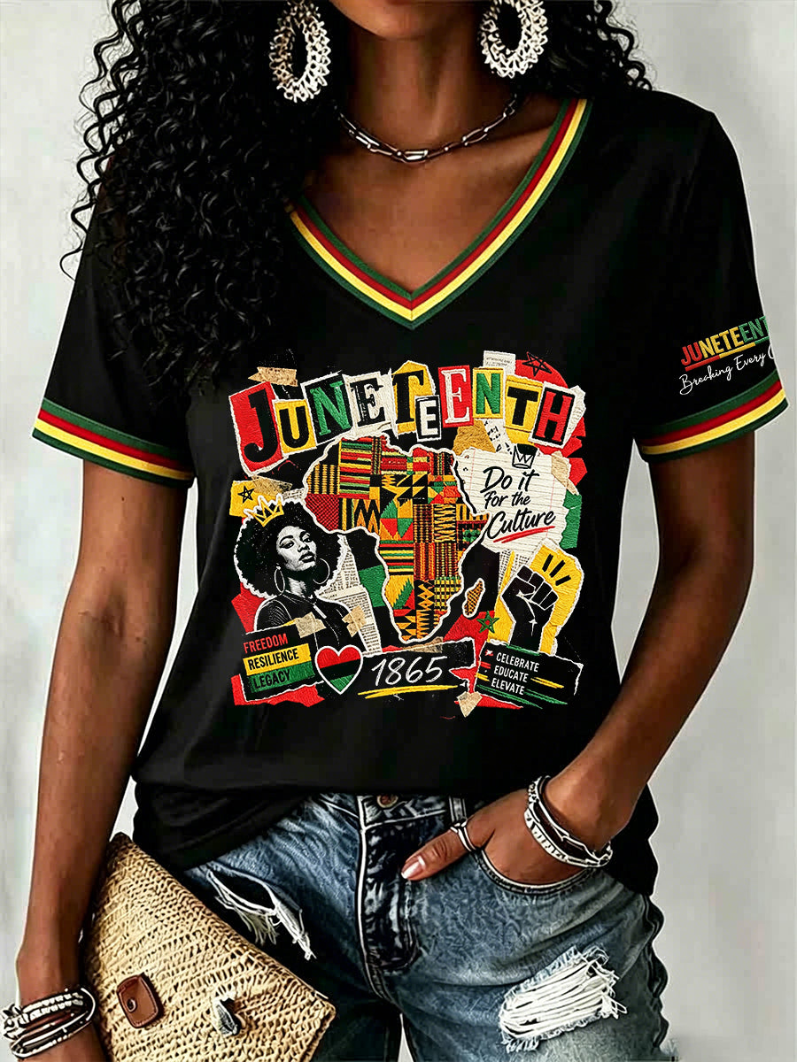Women's Juneteenth 1865 Print Casual Short Sleeve T-shirt