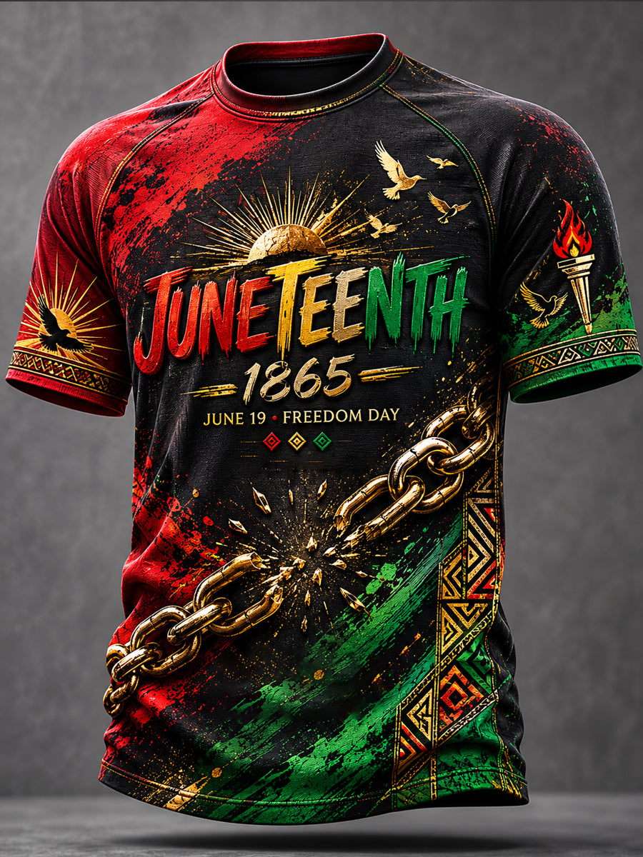 Men's Juneteenth Design Printed Casual short sleeves t-shirt