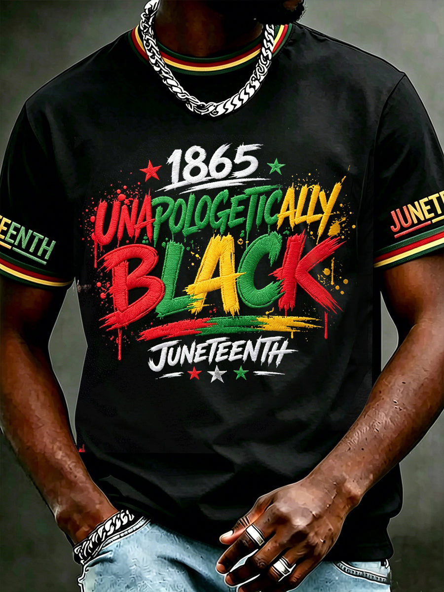 Men's Juneteenth Unapologetically Black 1865 Print Casual Short Sleeve T-shirt